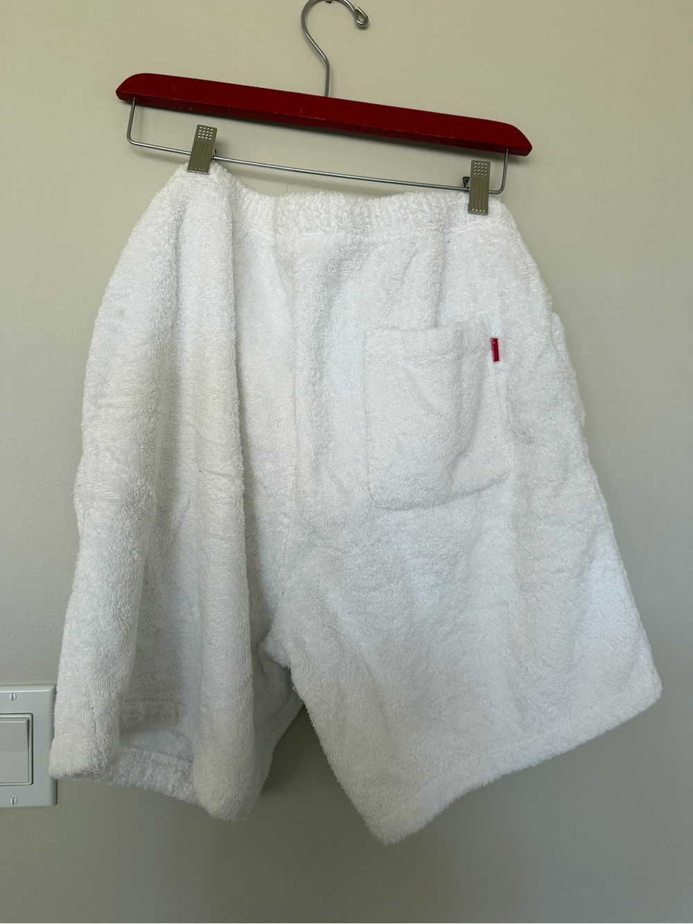 Supreme White Terry Shorts with Black Embroidered Logo - Picture 6 of 7